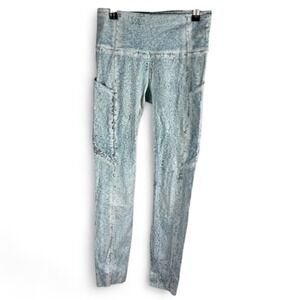 Lululemon Fast‎ and Free Tight 25" Nulux City Grit White Blue Fog Size 4 EUC